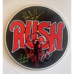 Load image into Gallery viewer, Rush Geddy Lee, Neil Peart, Alex Lifeson one-of-a-kind drumhead signed with proof

