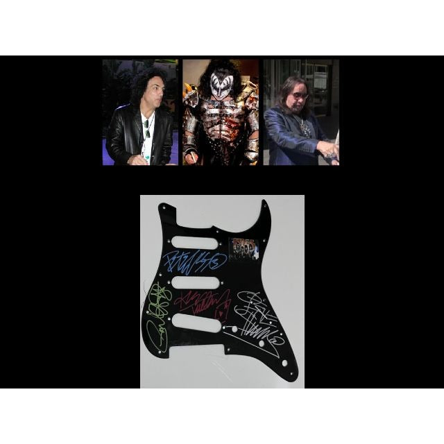 Kiss Gene Simmons Paul Stanley Peter Criss Ace Frehley   Stratocaster electric pickguard signed with proof