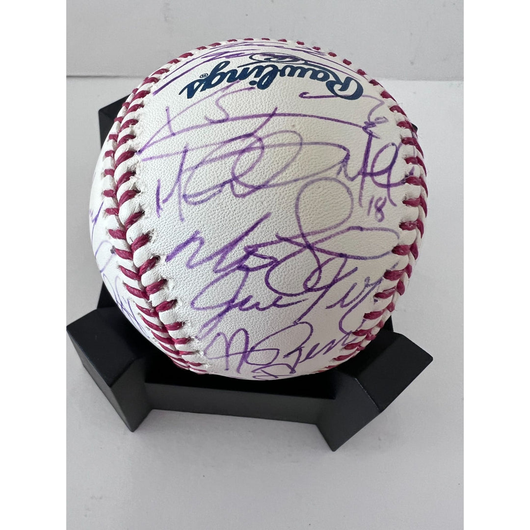 Buster Posey 2018 San Francisco Giants World Series champions team signed Rawlings commemorative baseball with proof