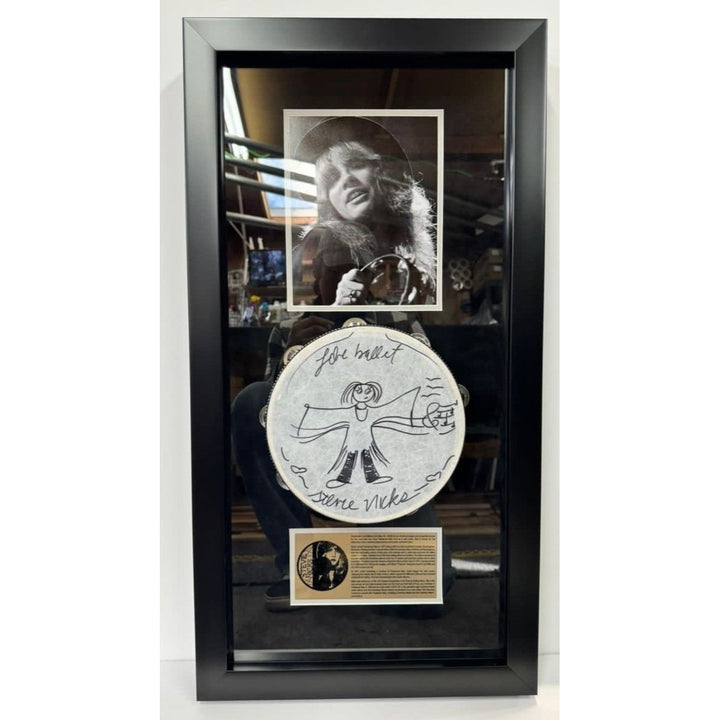 Stevie Nicks Fleetwood Mac10 inch tambourine  sketched signed and framed  with proof