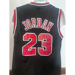 Load image into Gallery viewer, Michael Jordan black jersey size large signed with proof

