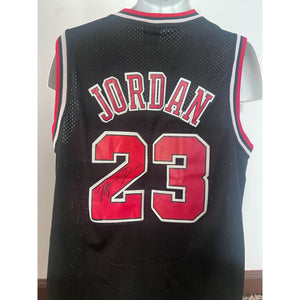 Michael Jordan black jersey size large signed with proof