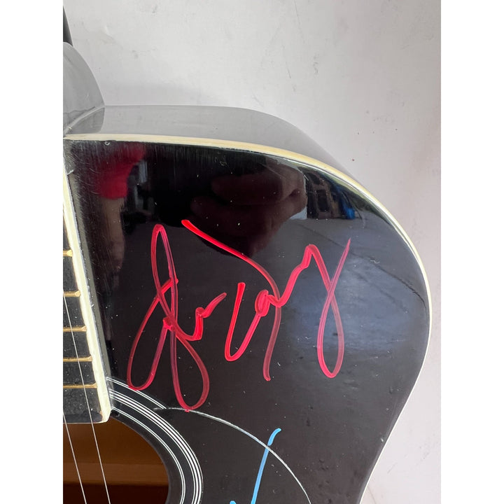 The Eagles Bernie Laden Joe Walsh Don Henley Glenn Frey Randy Meisner signed and inscribed full size acoustic guitar with proof