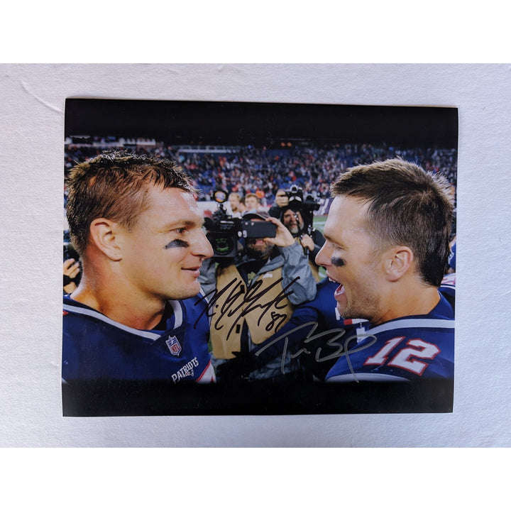 Rob Gronkowski Tom Brady New England Patriots Super Bowl champions 8 by 10 photo signed with proof