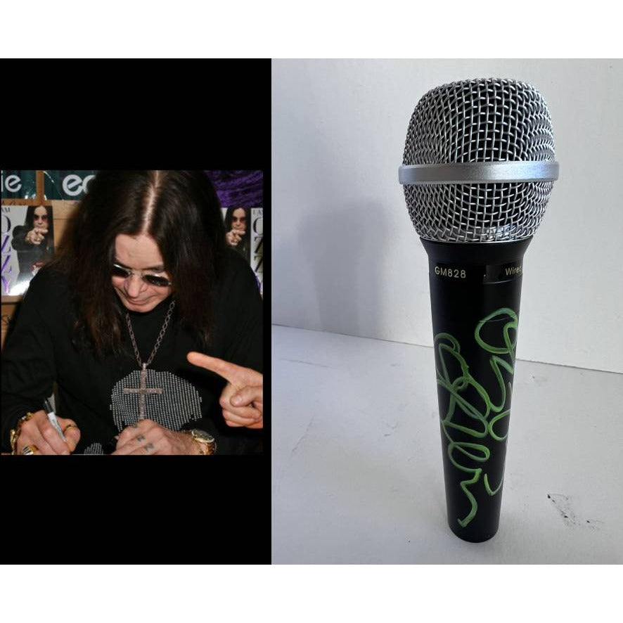 Ozzy Osbourne sign microphone with proof