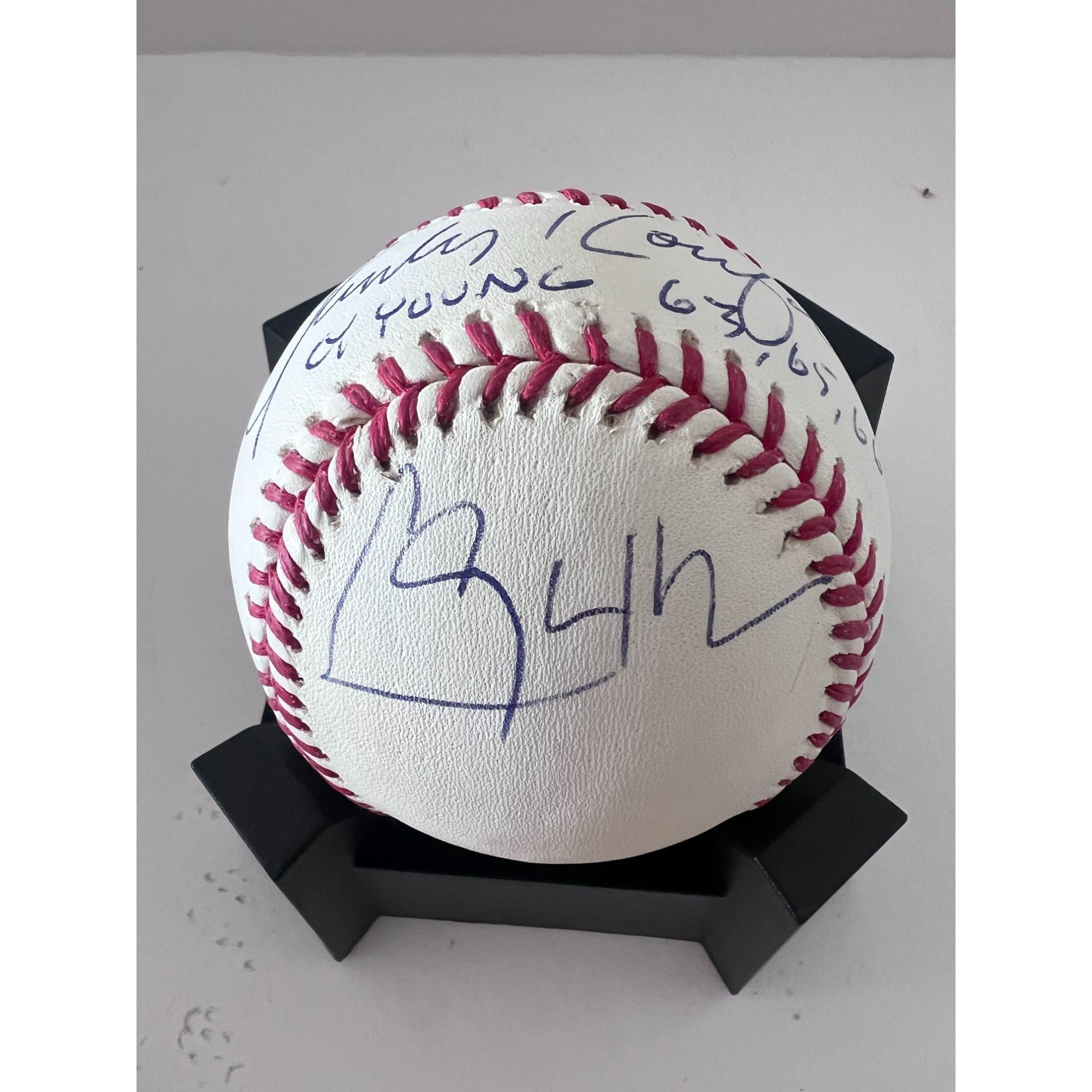 Sandy Koufax Clayton Kershaw Los Angeles Dodgers Cy Young award-winning pitchers baseball signed.& inscribed with proof