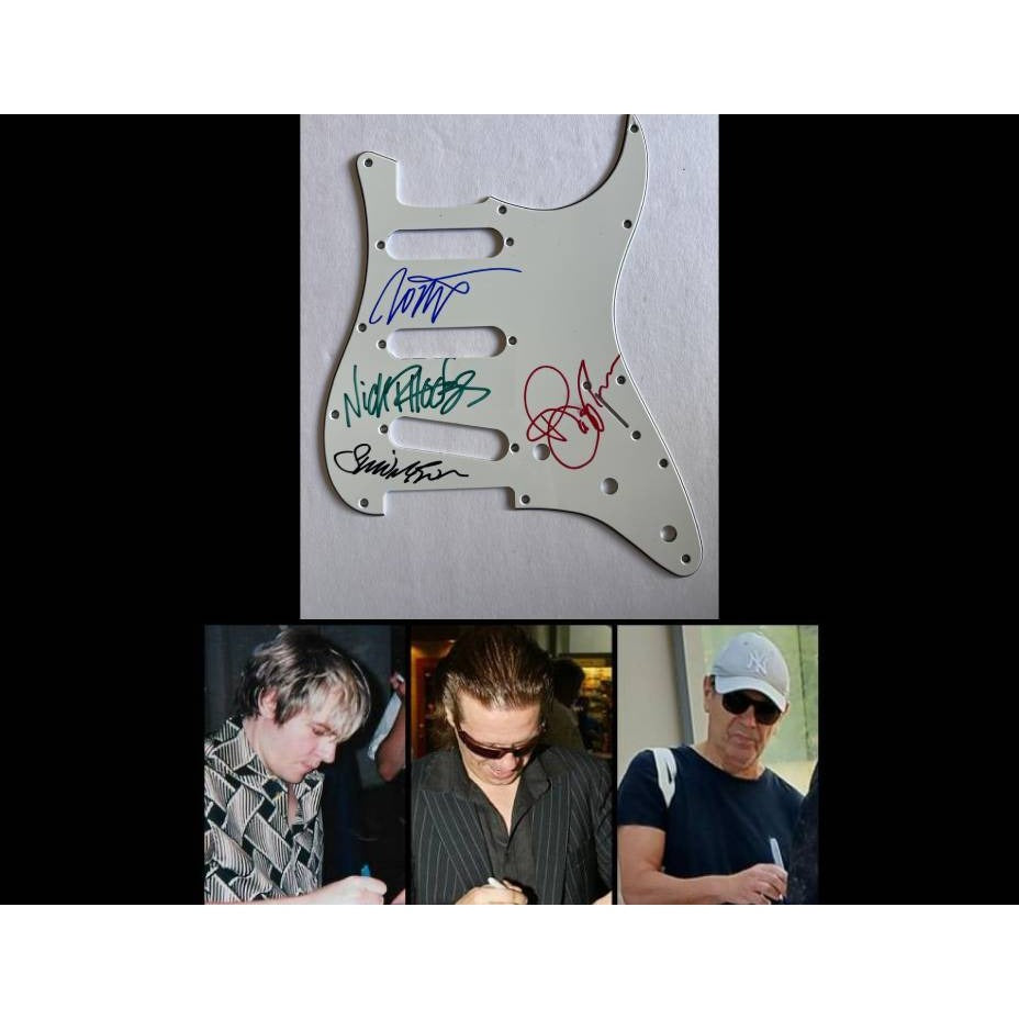 Duran Duran Simon Lebon Nick Rhodes Roger Taylor Andy Taylor Stratocaster electric guitar pickguard signed with proof