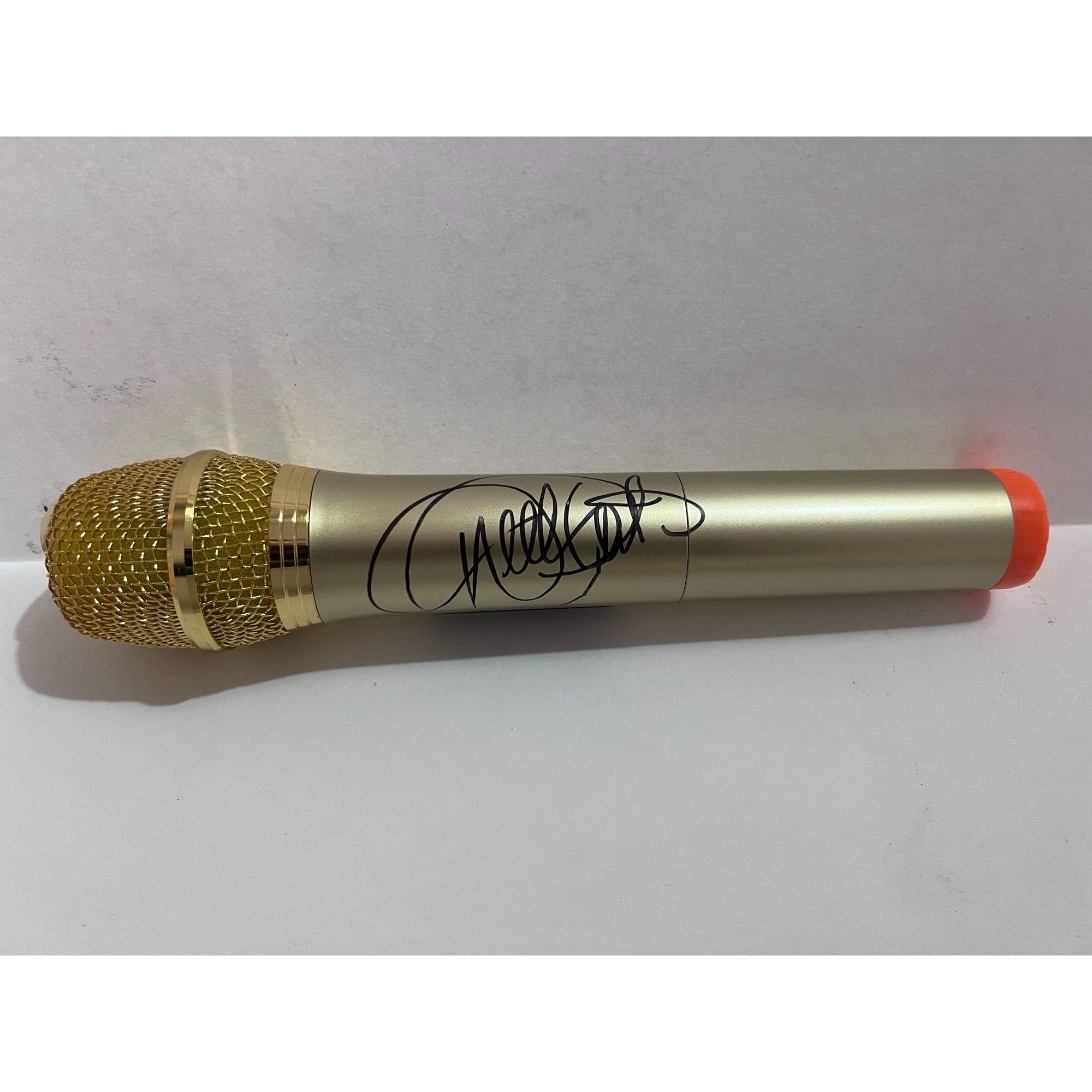 Dolly Parton gold full size microphone signed with proof