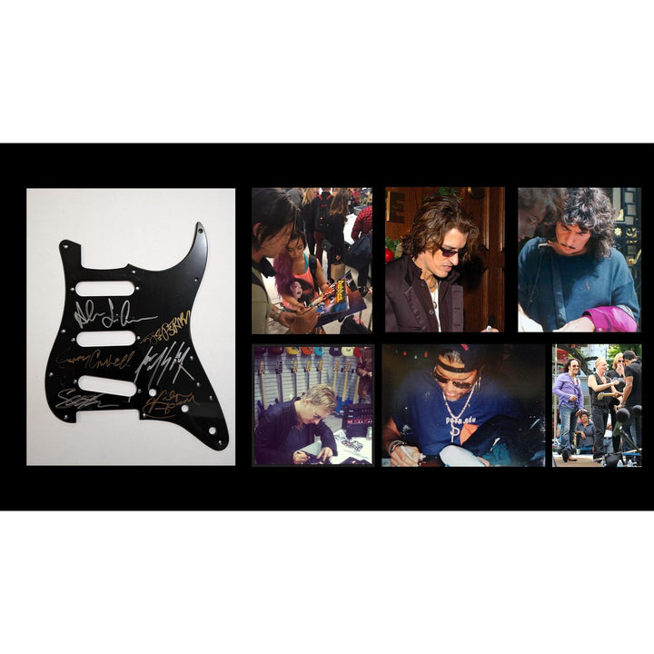 George Lynch Vivian Campbell Slash Joe Perry Alex Lifeson Jerry Cantrell Ritchie Blackmore Guitar legends stratocaster pickguard signed with