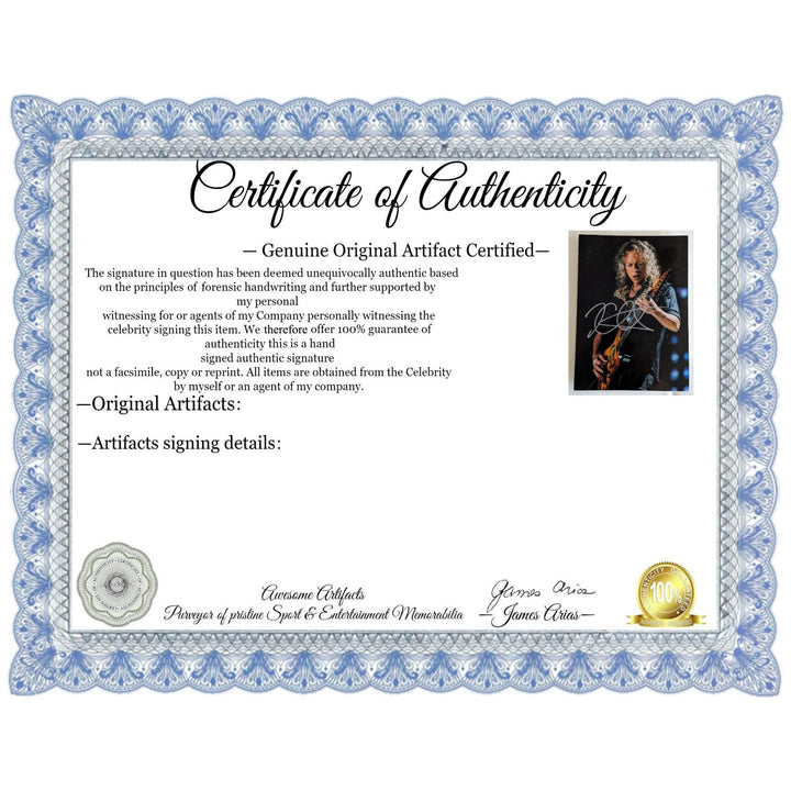 Kirk Hammet Metallica 5x7 photo signed with proof