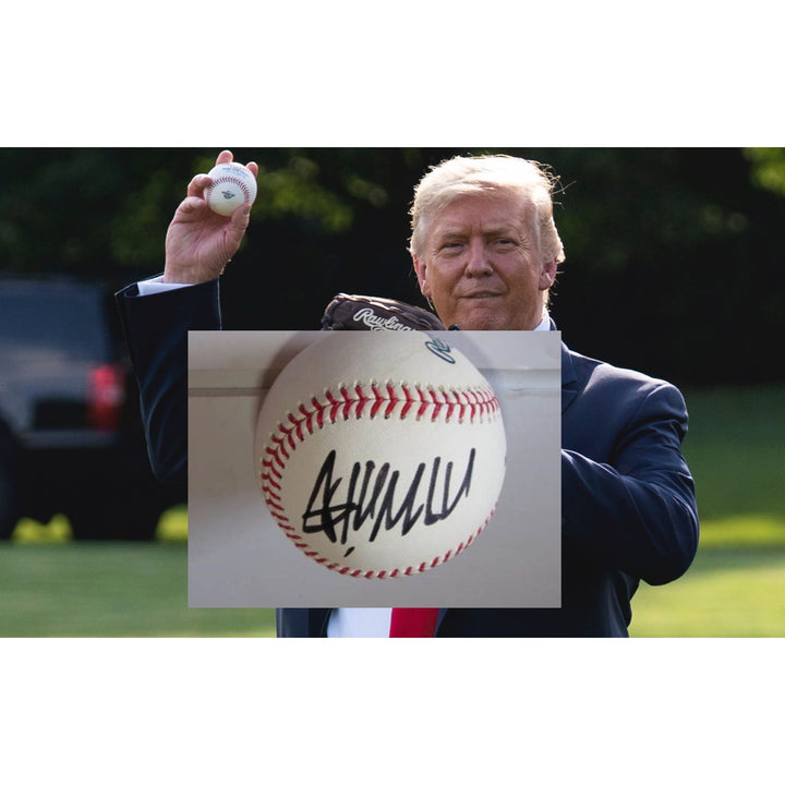 President Donald Trump signed Rawlings Major League baseball with proof