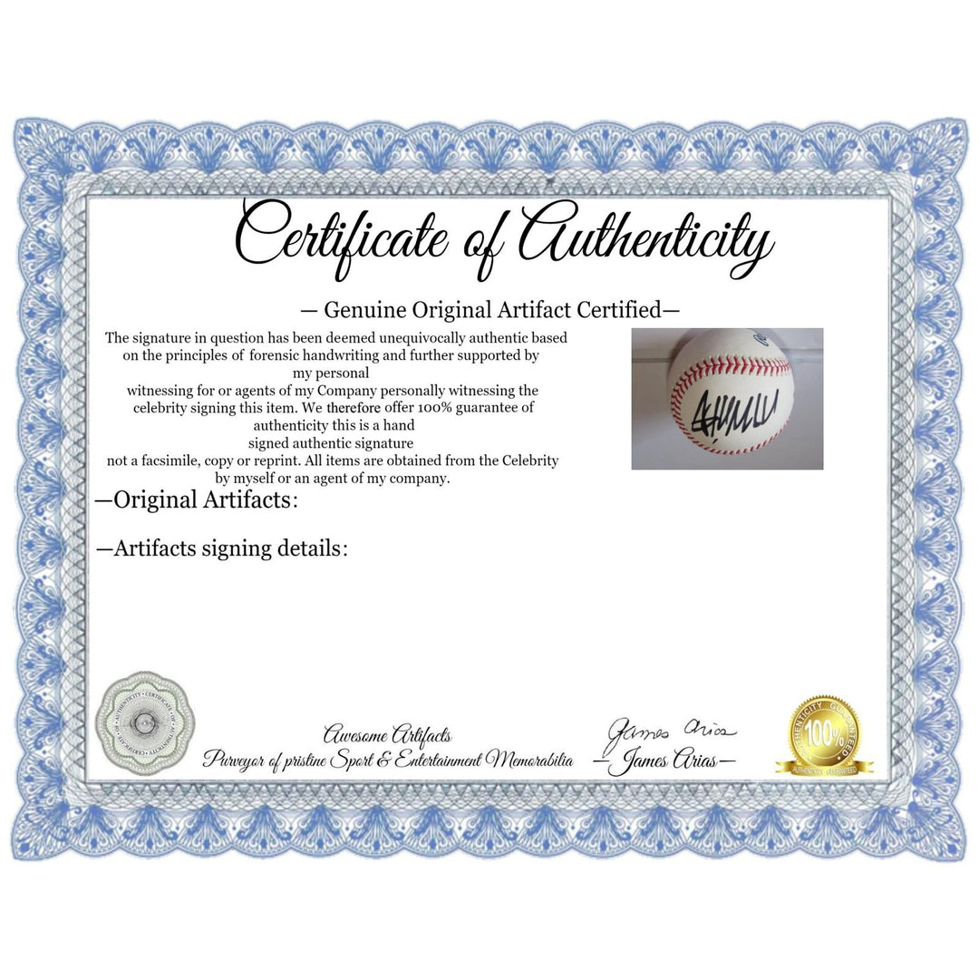 President Donald Trump signed Rawlings Major League baseball with proof