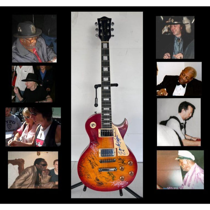 Stevie Ray Vaughan, Chuck Berry, Eric Clapton  BB King vintage les paul full size electric guitar signed with proof.