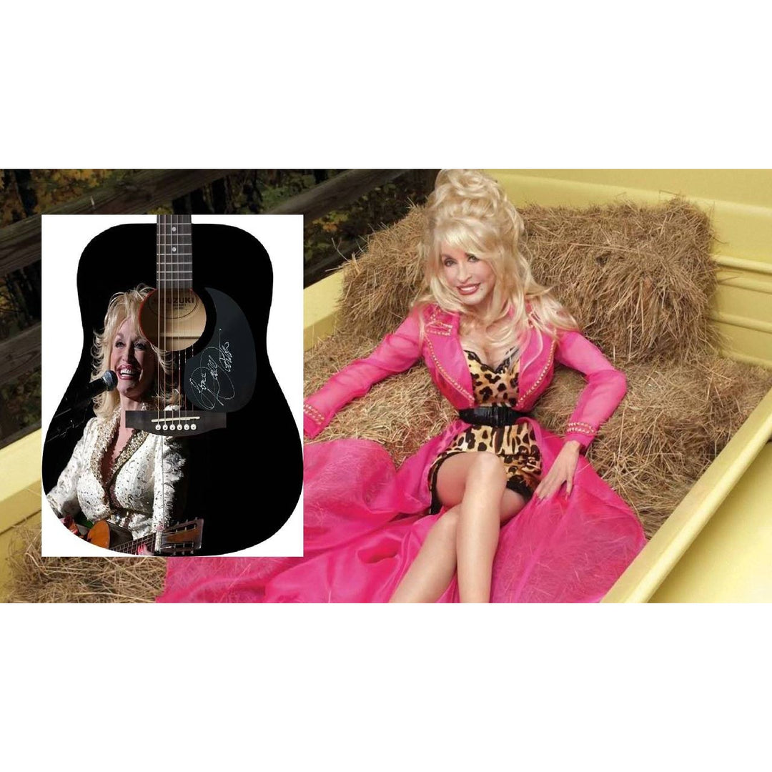Dolly Parton (one of a kind ) full size acoustic guitar signed with proof .