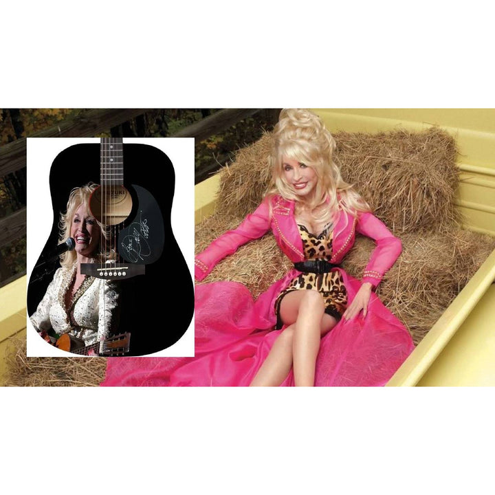 Dolly Parton (one of a kind ) full size acoustic guitar signed with proof .