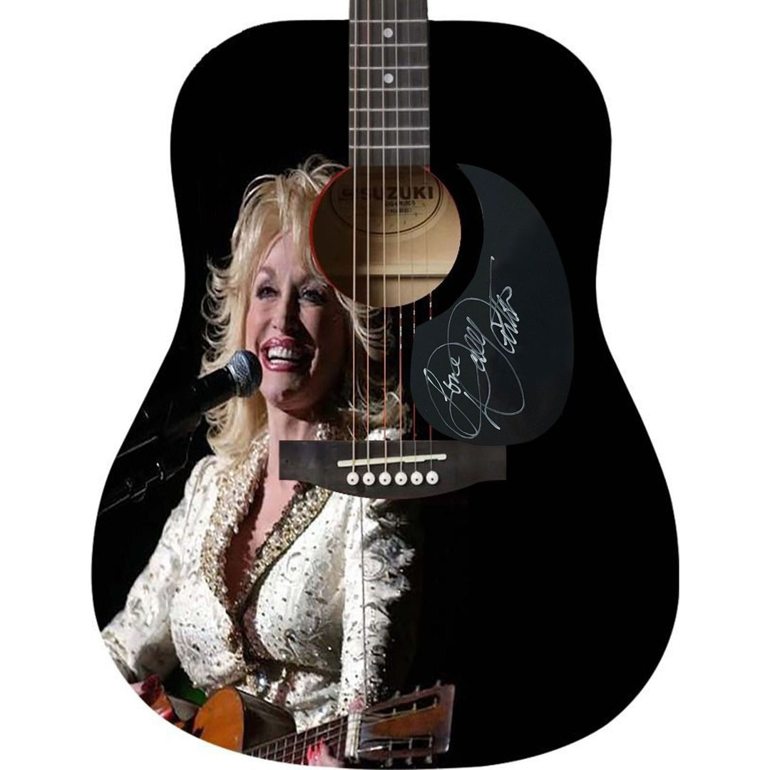 Dolly Parton (one of a kind ) full size acoustic guitar signed with proof .