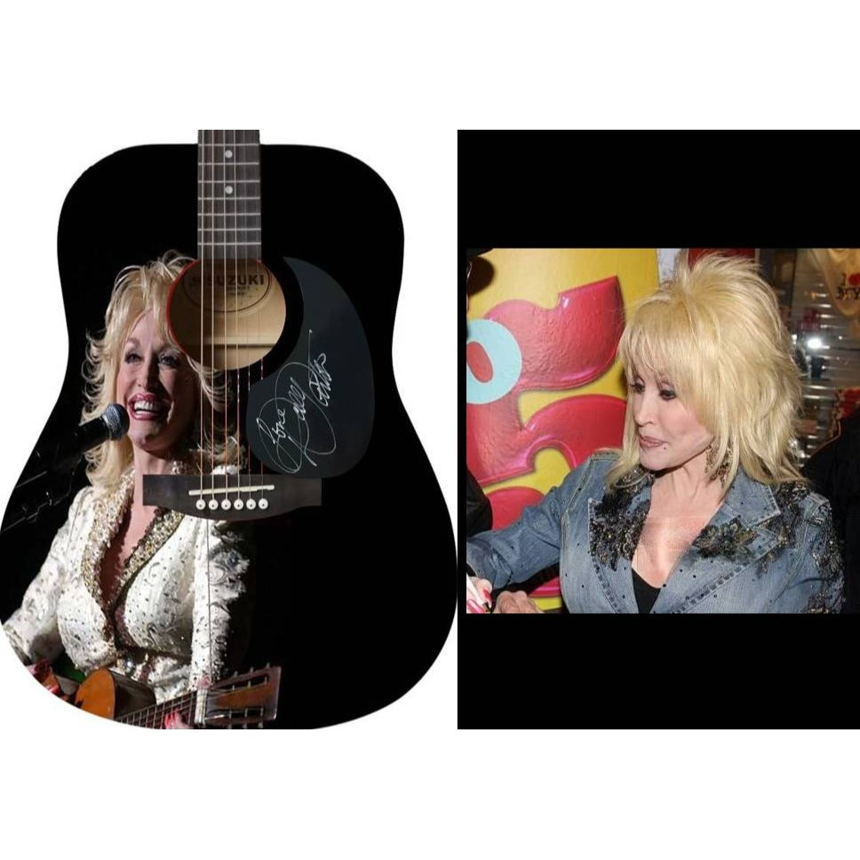 Dolly Parton (one of a kind ) full size acoustic guitar signed with proof .