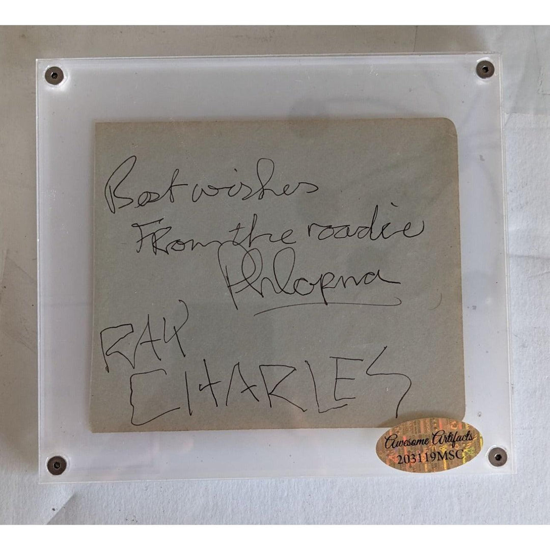Ray Charles vintage autograph page signed with proof