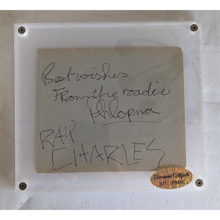 Ray Charles vintage autograph page signed with proof