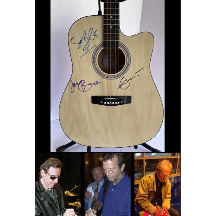 Eric Clapton Jack Bruce Ginger Baker "Cream" full size Ashharpe acoustic guitar signed with proof