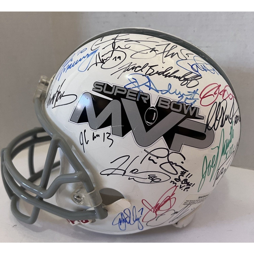 Tom Brady Patrick Mahomes Joe Namath Bart Starr Aaron Rodgers Super Bowl MVP replica full signed helmet signed with proof