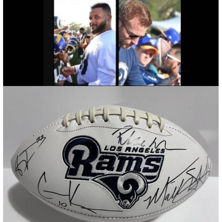  Cooper Kupp Matthew Stafford Aaron Donald Puka Nacua  Los Angeles Rams full size football signed with proof