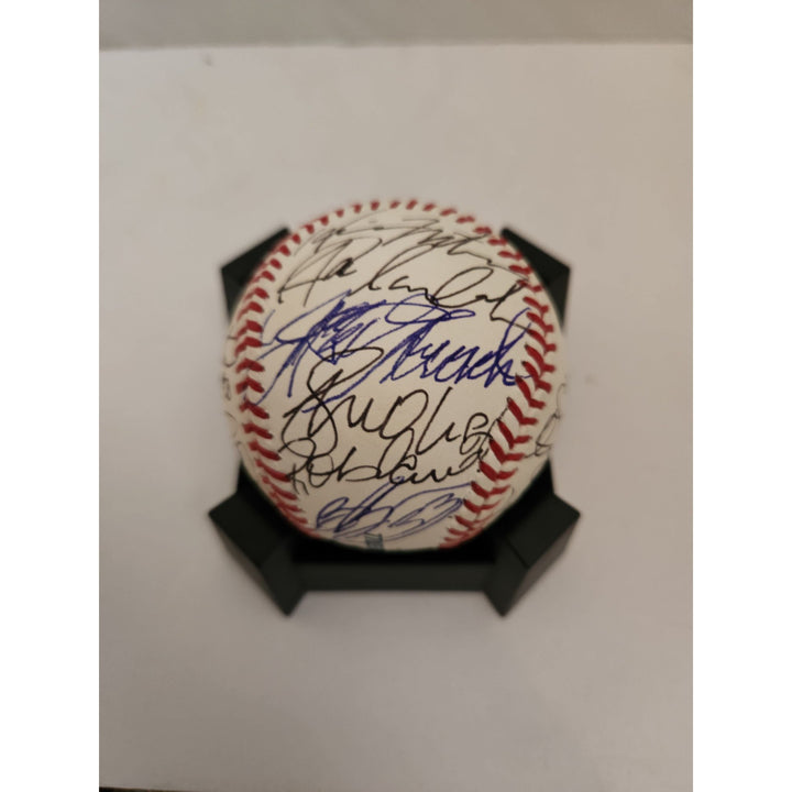 New York Yankees Derek Jeter Mariano Rivera Hideki Matsui World Series champions team signed baseball with free acrylic display case