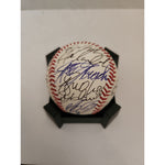 Load image into Gallery viewer, New York Yankees Derek Jeter Mariano Rivera Hideki Matsui World Series champions team signed baseball with free acrylic display case
