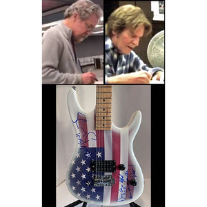Creedence Clearwater Revial CCR John Fogerty, Stu Cook and Doug Clifford  electric guitar signed with proof