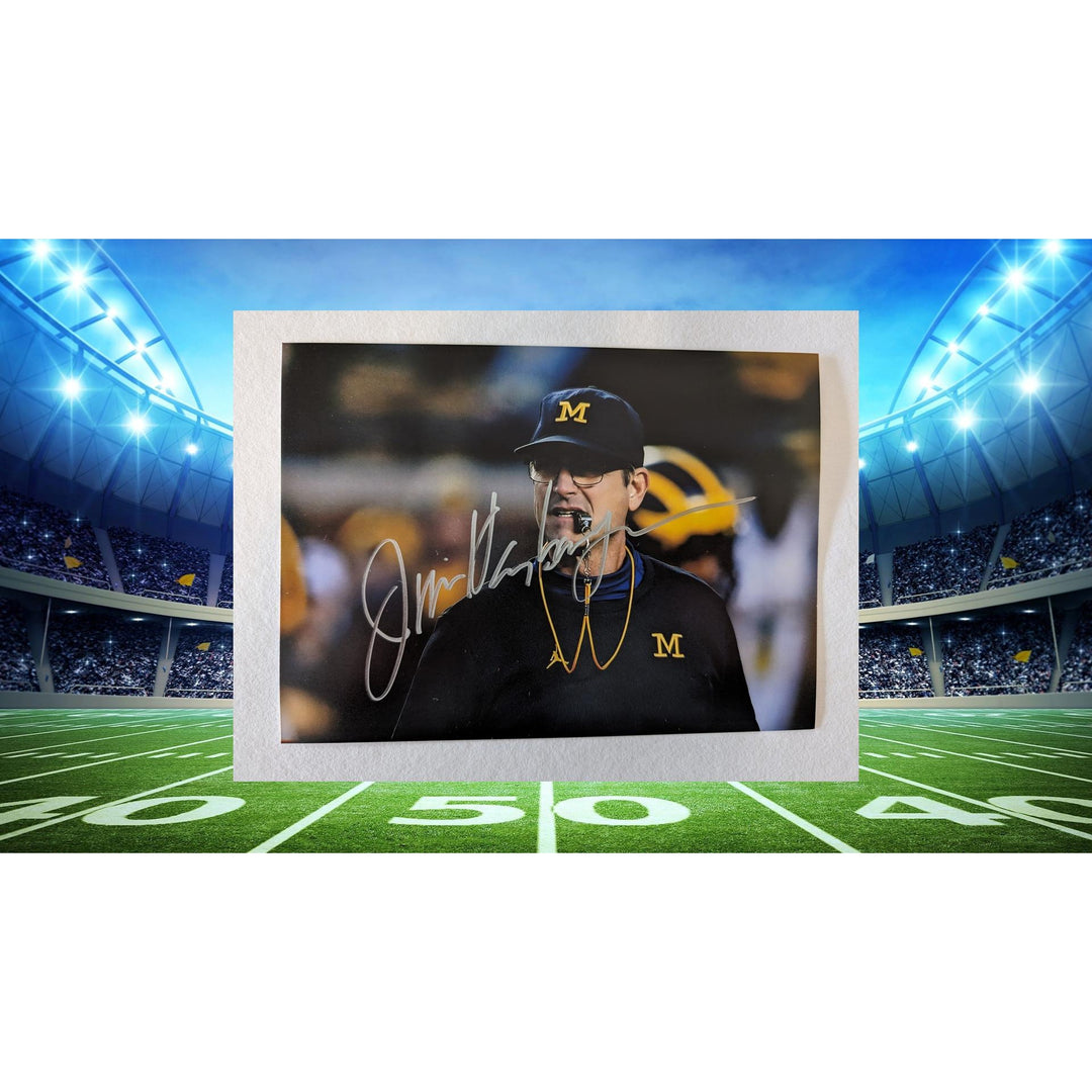 Jim Harbaugh Michigan Wolverines 5x7 photo signed with proof