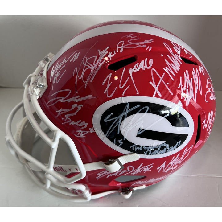 Georgia Bulldogs Stetson Bennett Kirby Smart Brock Bowers Georgia Bulldogs 2022-23 team signed Speed Riddell authentic