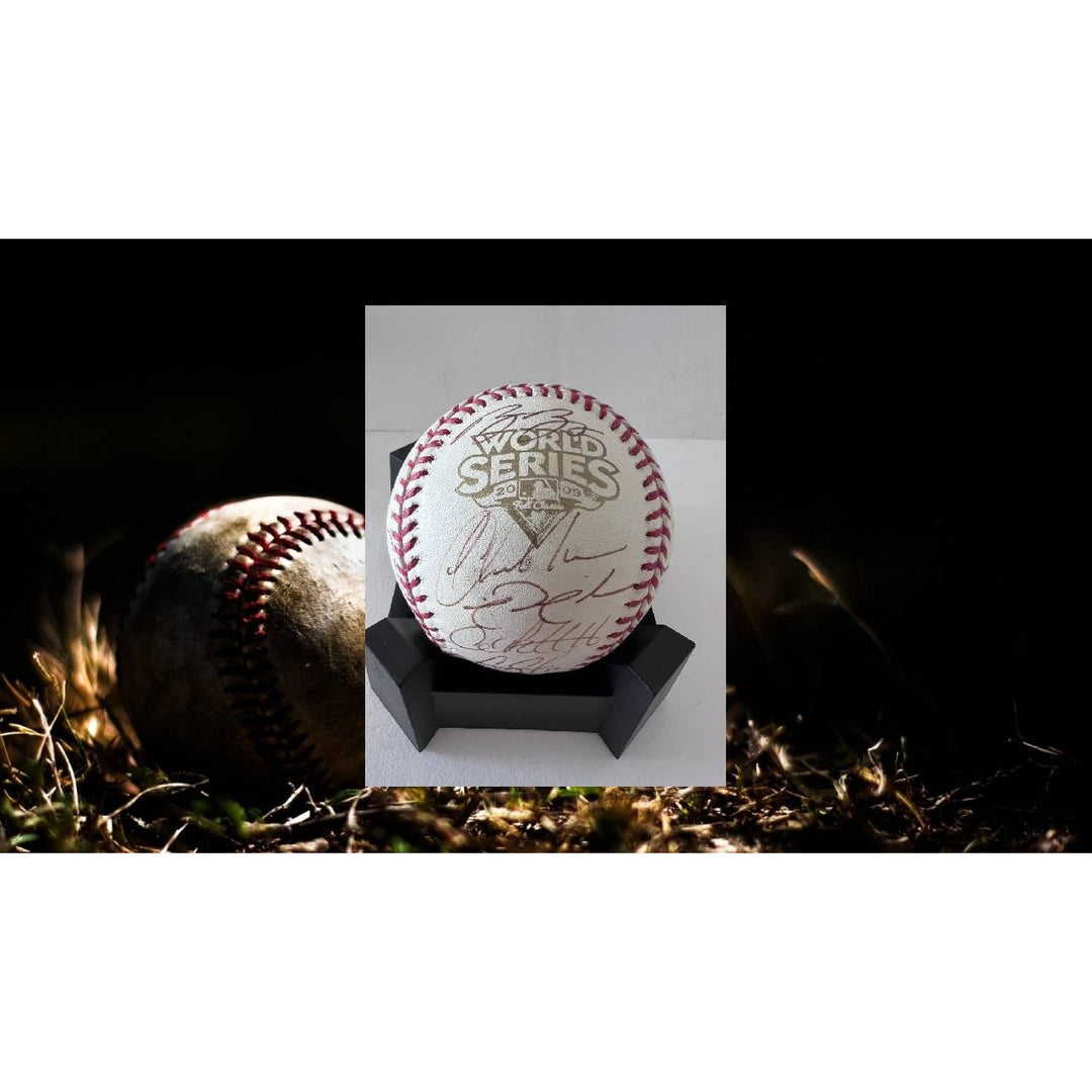 Derek Jeter Alex Rodriguez 2009 New York Yankees World Series champions team signed Rawlings commemorative MLB baseball with proof