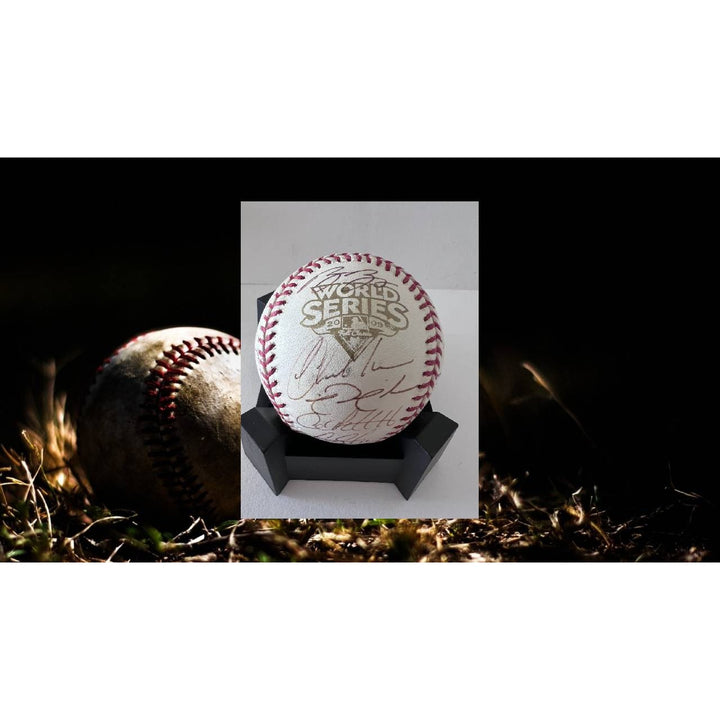 Derek Jeter Alex Rodriguez 2009 New York Yankees World Series champions team signed Rawlings commemorative MLB baseball with proof