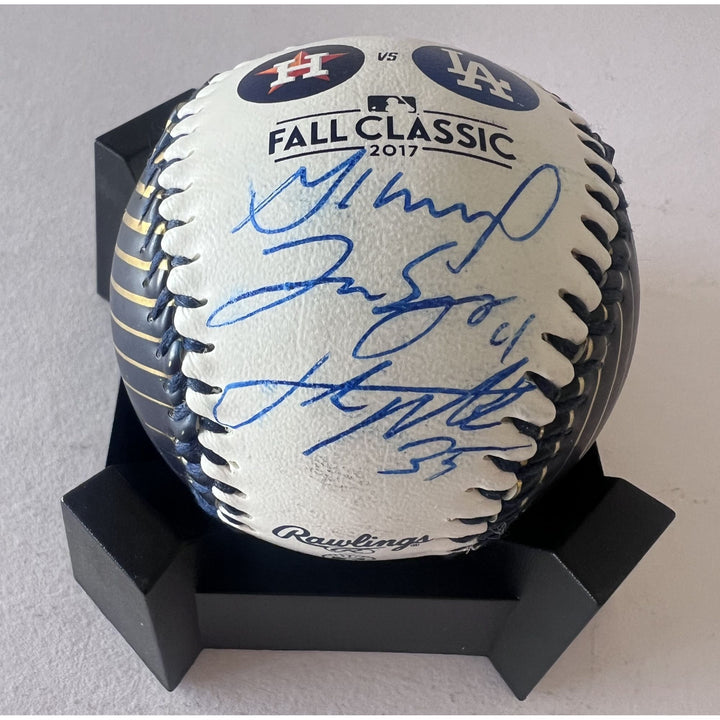 Houston Astros 2017 World Series Baseball Justin Verlander Jose Altuve and World Series MVP George Springer signed baseball with proof