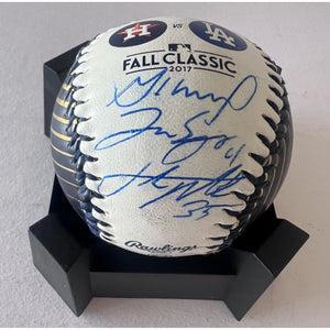 Houston Astros 2017 World Series Baseball Justin Verlander Jose Altuve and World Series MVP George Springer signed baseball with proof