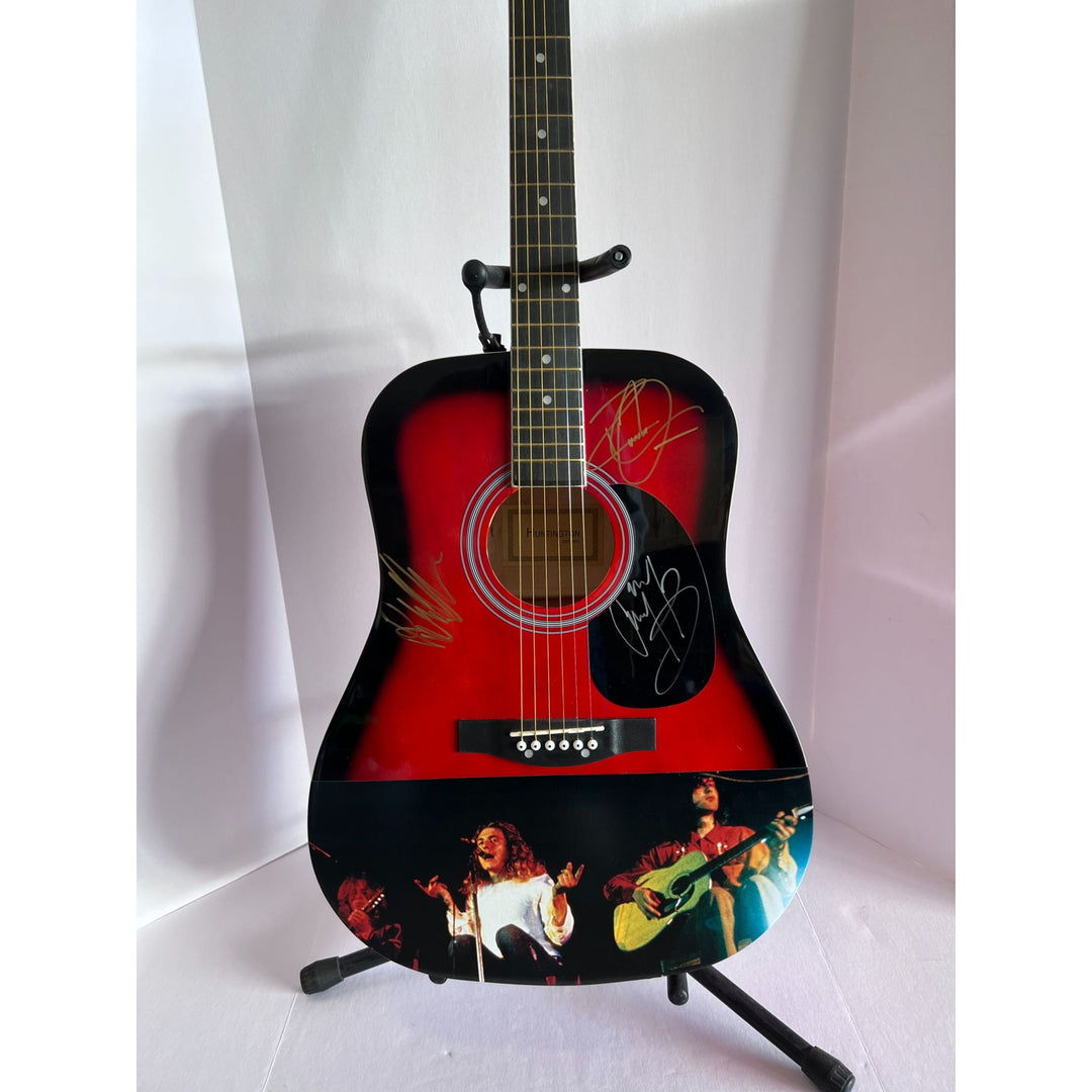 Jimmy Page Robert plant John Paul Jones one of a kind acoustic guitar signed with proof