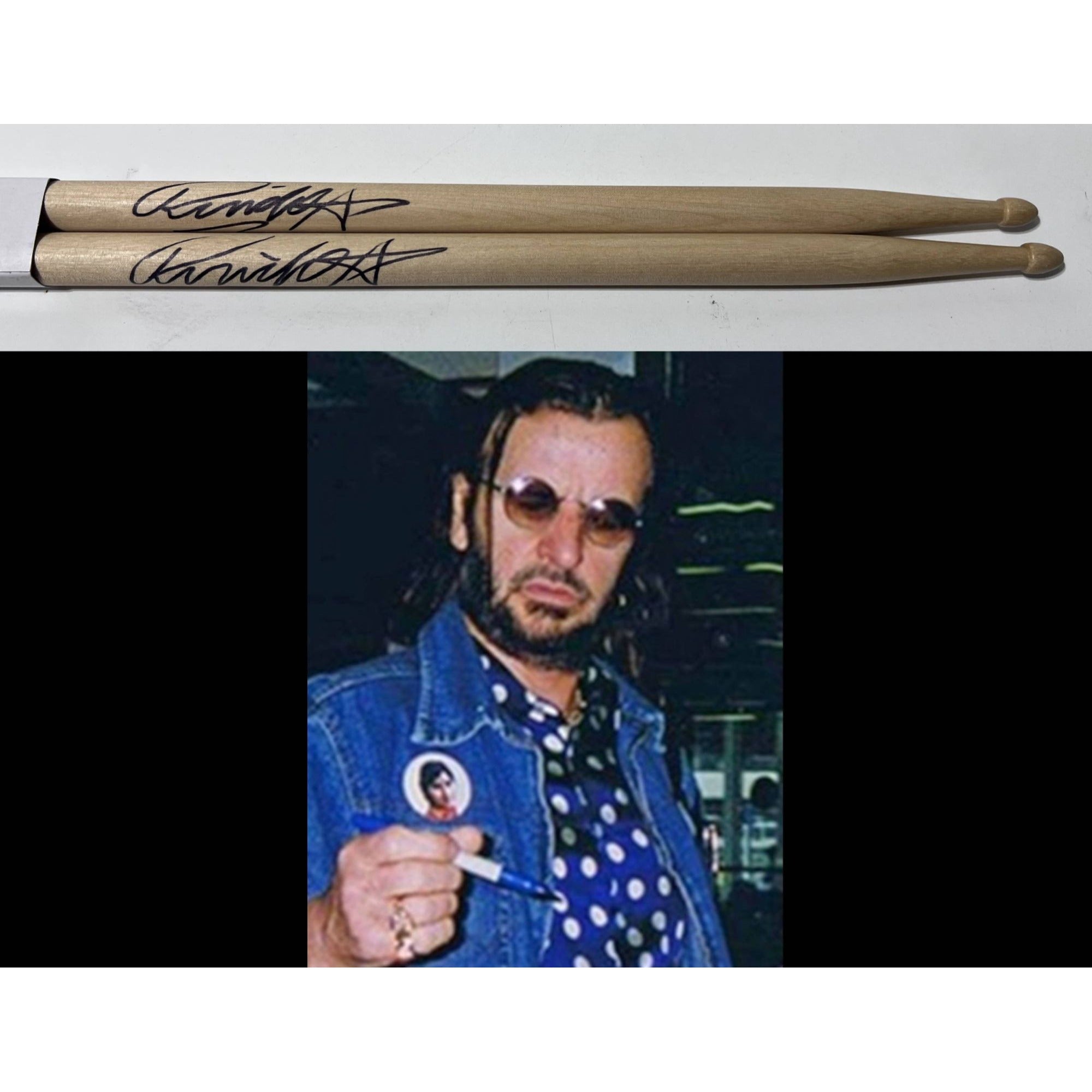 Ringo Starr The Beatles Drumsticks signed with proof