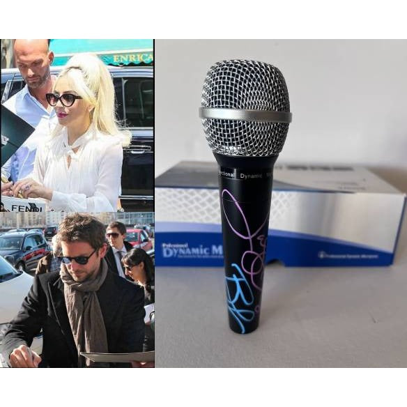 A Star is Born Bradley Cooper, Lady Gaga microphone signed with proof