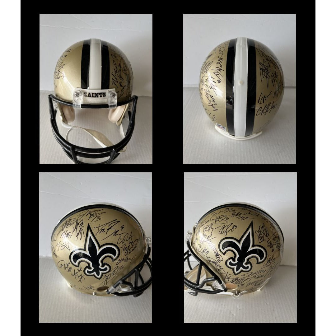 New Orleans Saints Drew Brees Sean Peyton 2010 Super Bowl Champs 40 plus signers Riddell Speed Full size helmet