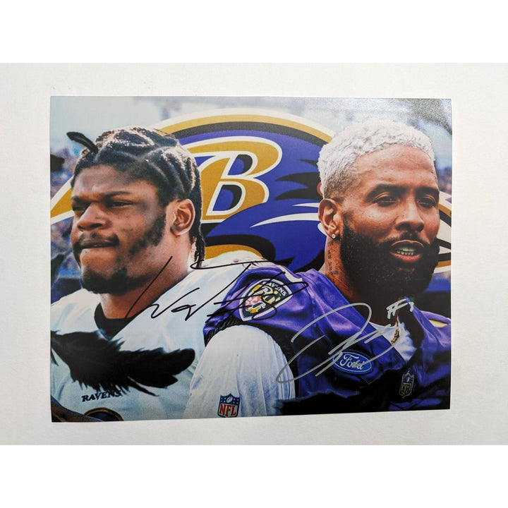 Baltimore Ravens Lamar Jackson and Odell Beckham Jr. 8x10 photo signed with proof