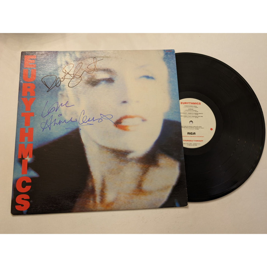 The Eurythmics Annie Lennox and Dave Stewart Be Yourself Tonight original 1985 LP signed with proof