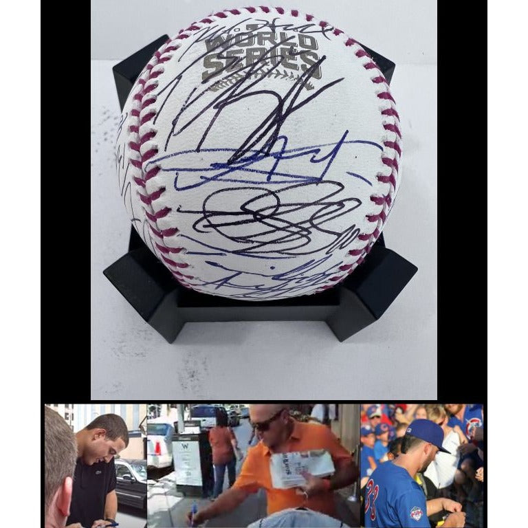 Chicago Cubs 2016 World Series champions team signed commemorative baseball Anthony Rizzo Joe Maddon Kris Bryant WS mvp Ben Zobrist