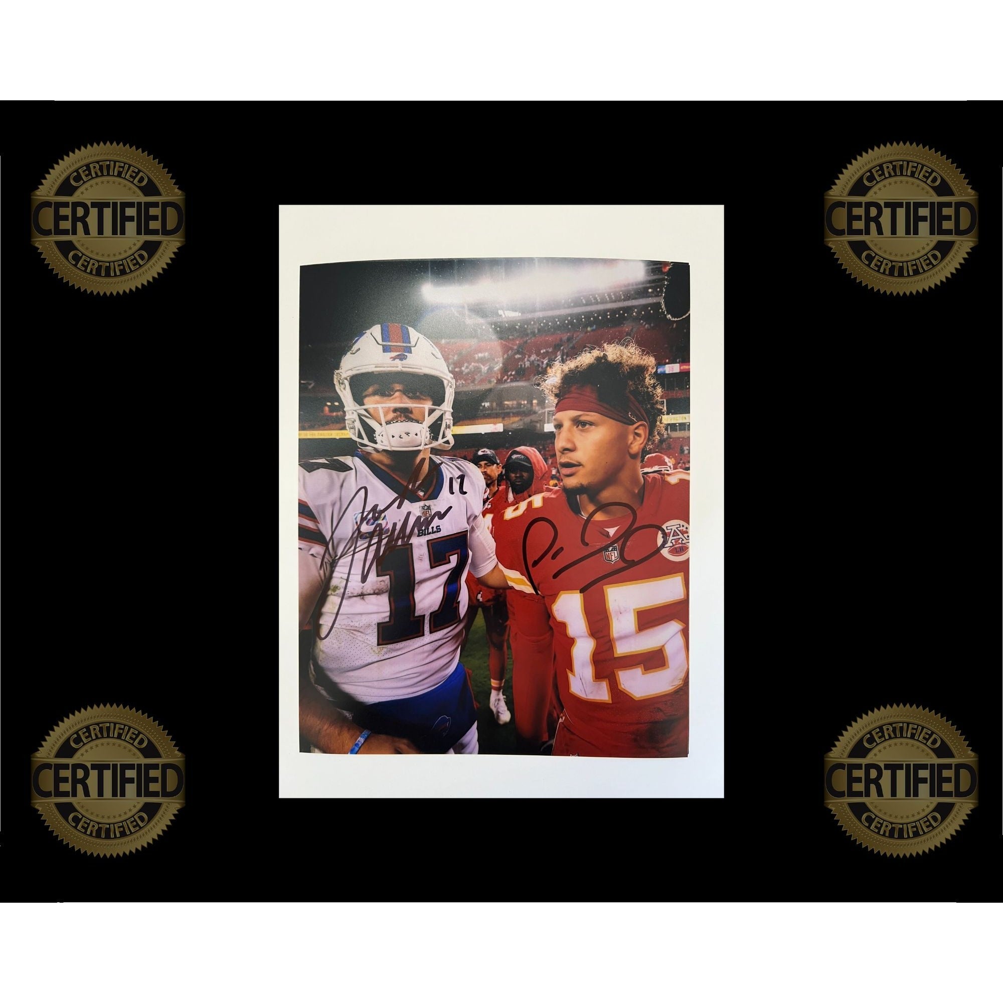 Patrick Mahomes Kansas City Chiefs Josh Allen Buffalo Bills 8x10 photo signed with proof