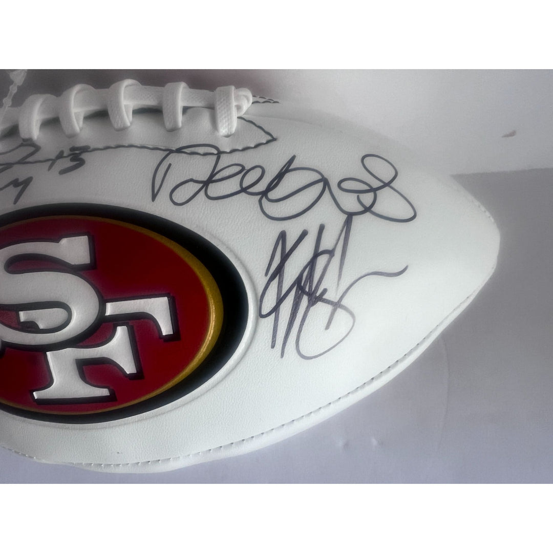 San Francisco 49ers Brock Purdy Deebo Samuel Kyle Shanahan Christian McCaffrey George Kittle full size football signed with proof