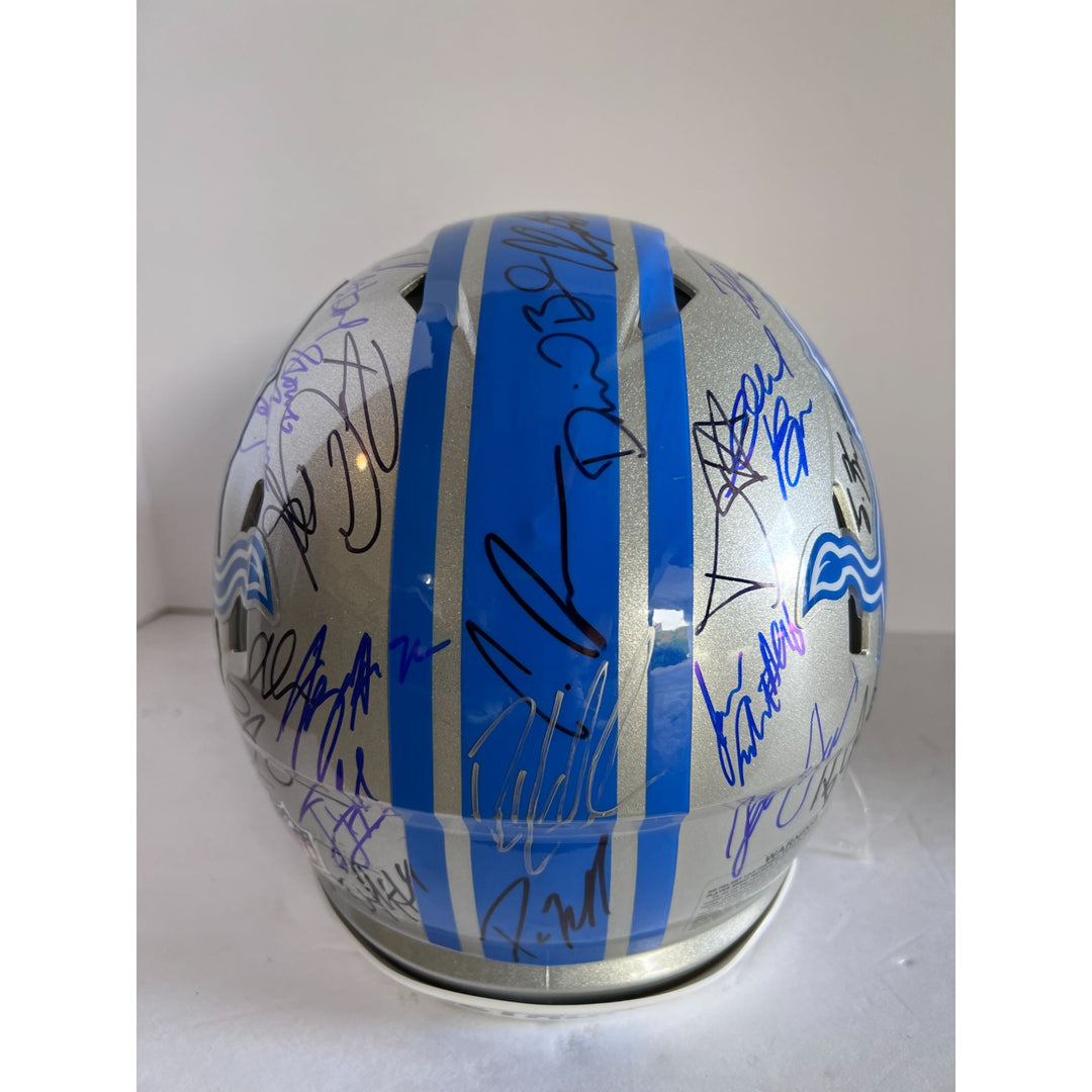 Detroit Lions Jared Goff Dan Campbell Penei Sewell Amon-Ra St Brown Aidan Hutchinson Detroit Lions Riddell Speed Authentic helmet signed