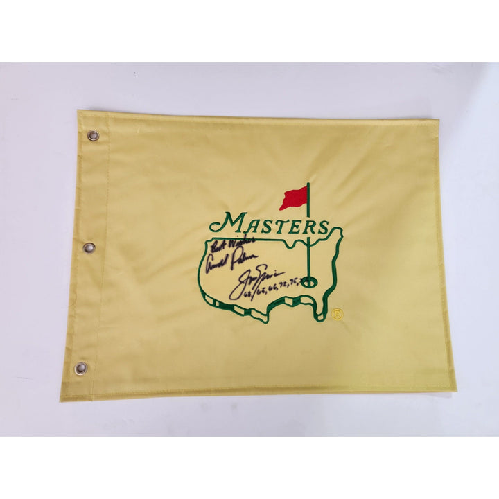 Jack Nicklaus and Arnold Palmer Masters Golf flag signed with proof