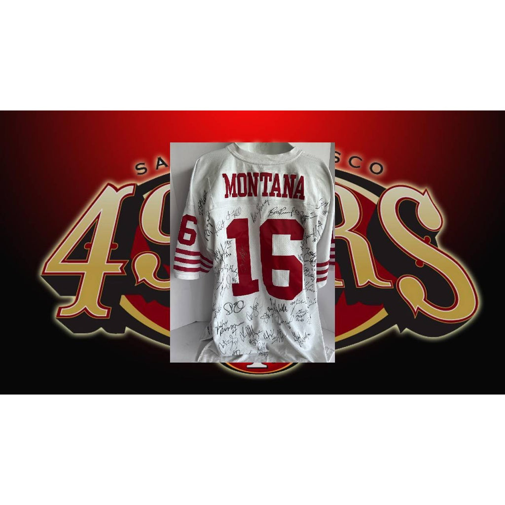 San Francisco 49ers 1988 -89  Joe Montana size xl Super Bowl Champions team signed game model jersey signed with proof