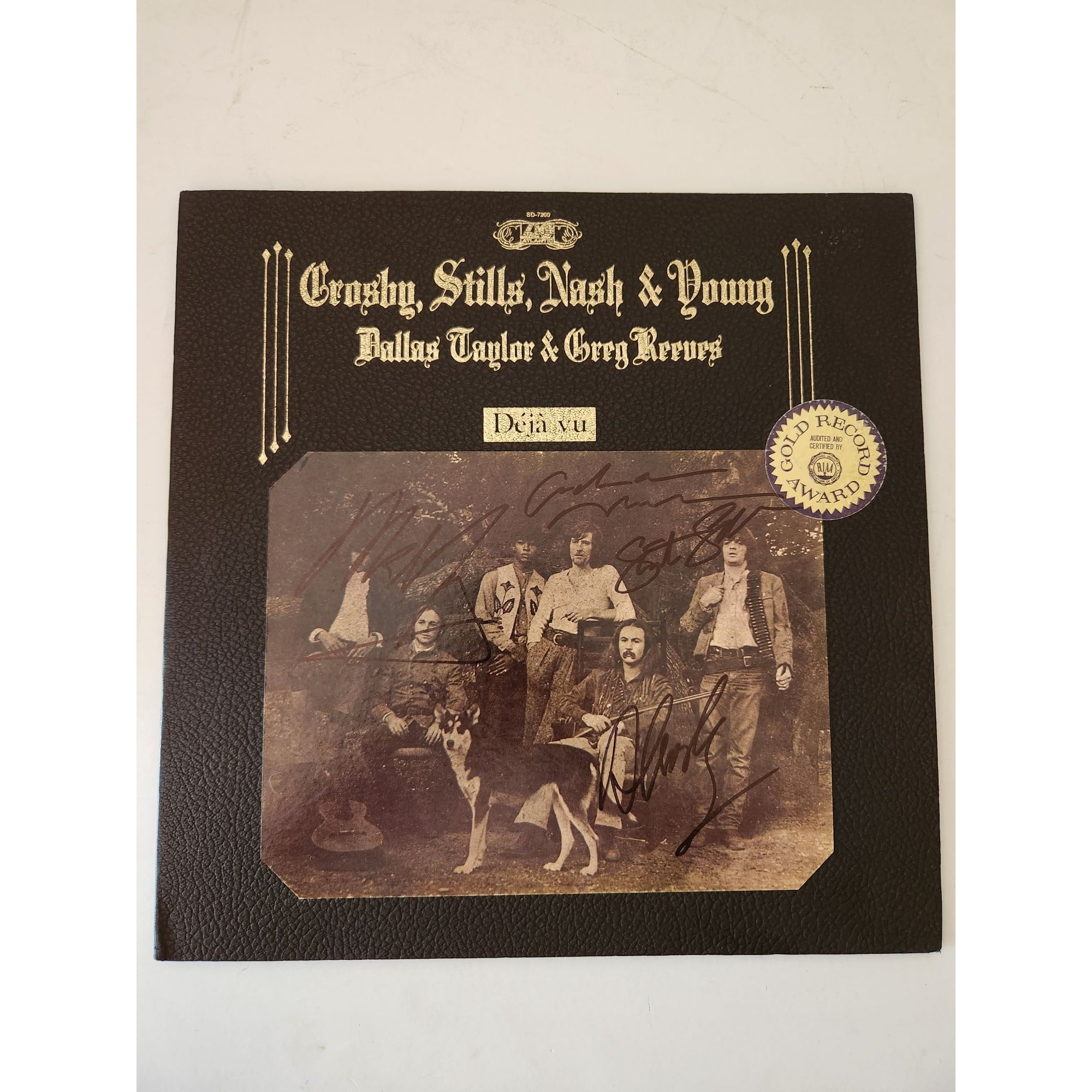 Crosby Stills Nash & Young Deja Vu LP signed with proof