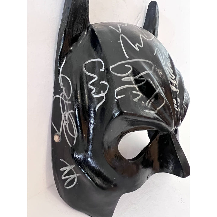 The Dark Knight Batman cast signed mask with proof he's Ledger Christian Bale Michael Caine Morgan Freeman