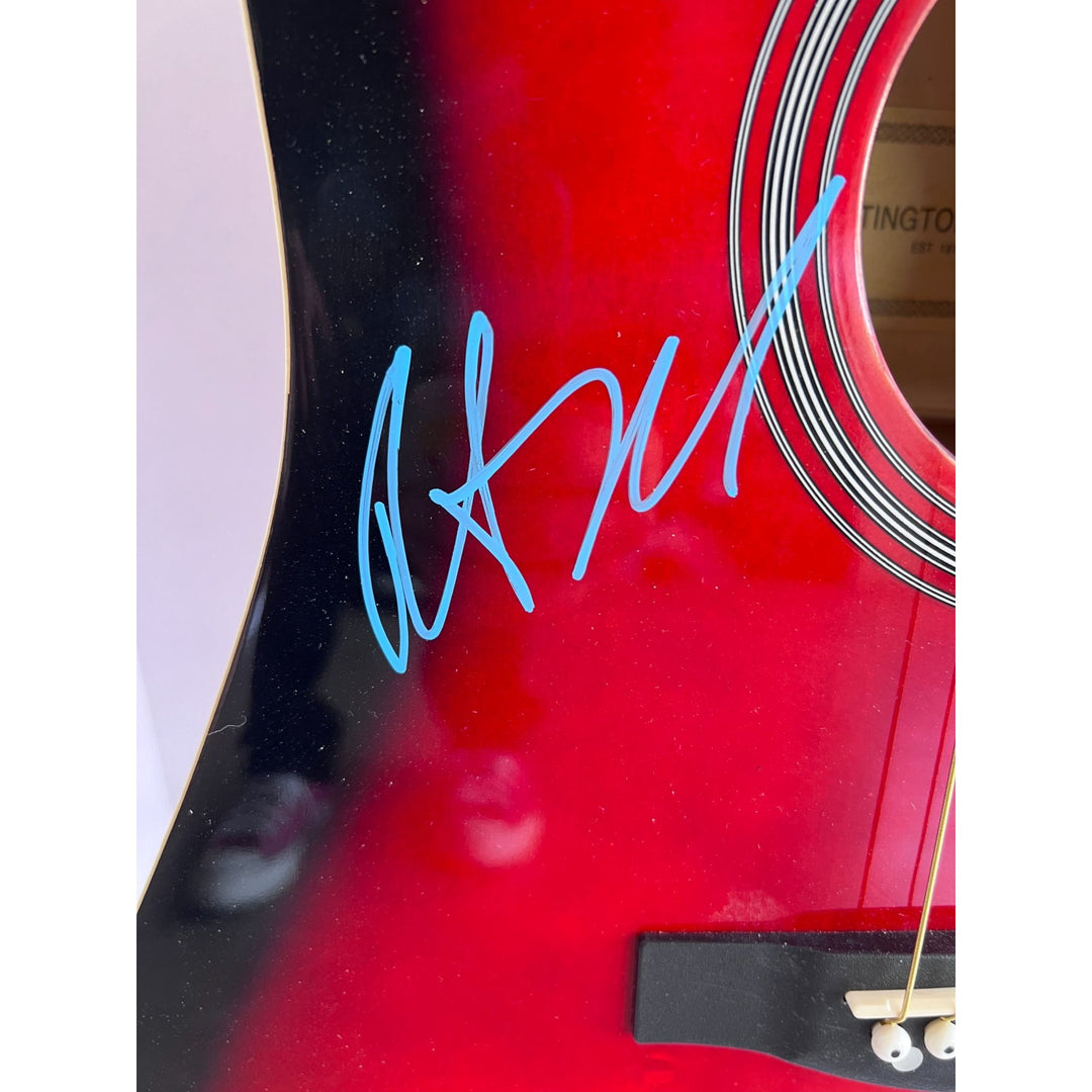 R.E.M Michael Stripe, Bill Berry, Mike Mills, Peter Buck full size 39' Huntington acoustic signed with proof